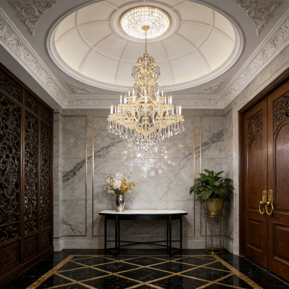 59X85 Inch Tall Chandelier for High Ceiling Foyers 48 Lights Gold Elegant Crystal Lighting