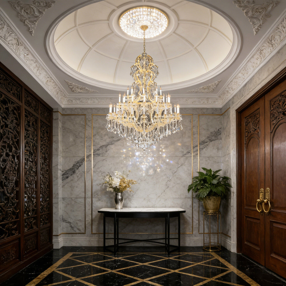 59X85 Inch Tall Chandelier for High Ceiling Foyers 48 Lights Gold Elegant Crystal Lighting