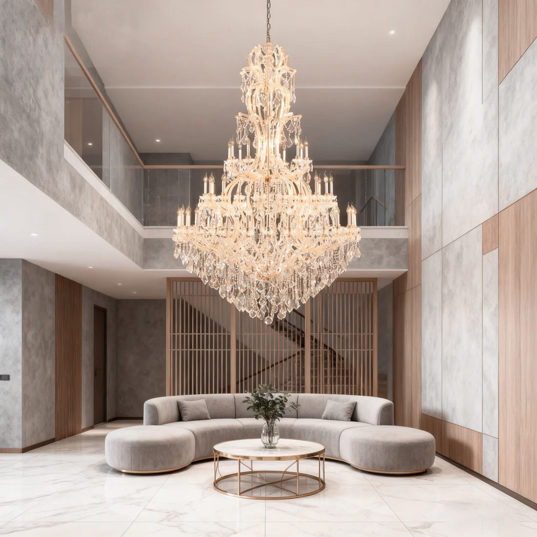 77X124 Inch Huge High Ceiling Chandelier 72 Lights Elegant Large Chrome Maria Theresa Crystal Chandelier