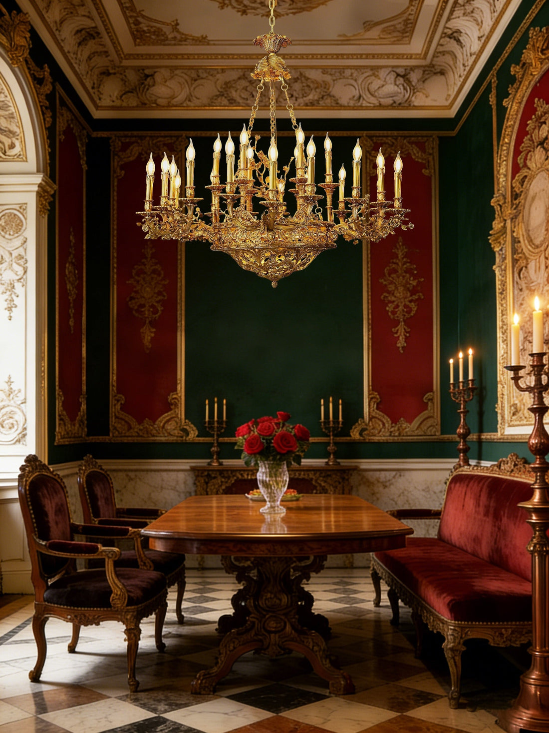 47X43 Inch Baroque Style Antique French Palace Copper Chandelier