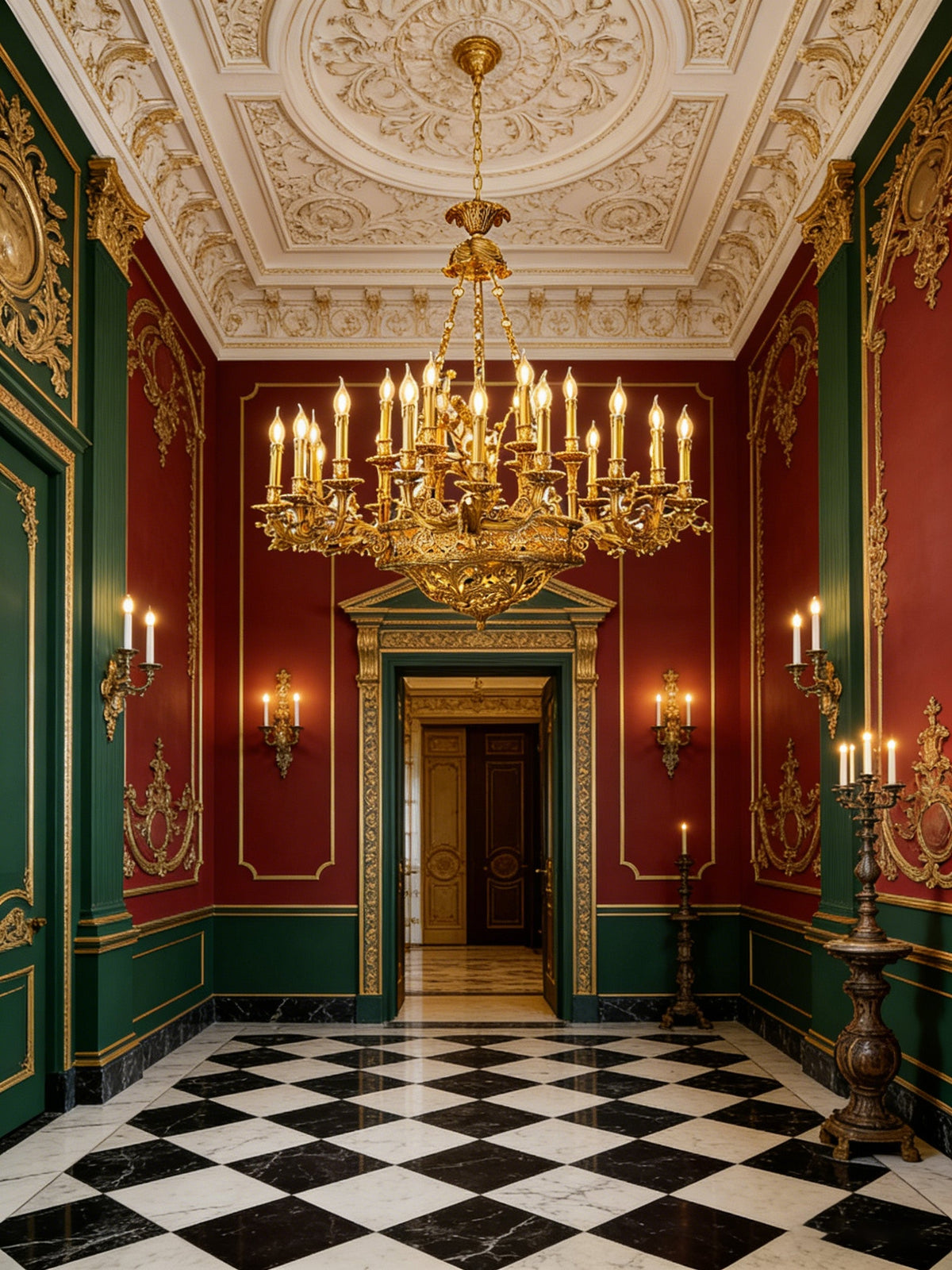 47X43 Inch Baroque Style Antique French Palace Copper Chandelier