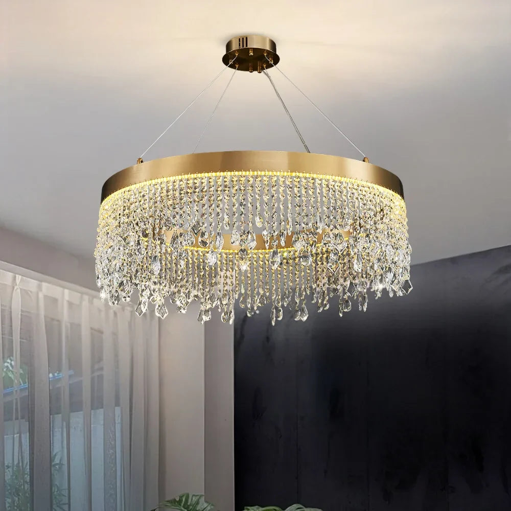 farmhouse chandelier with crystals