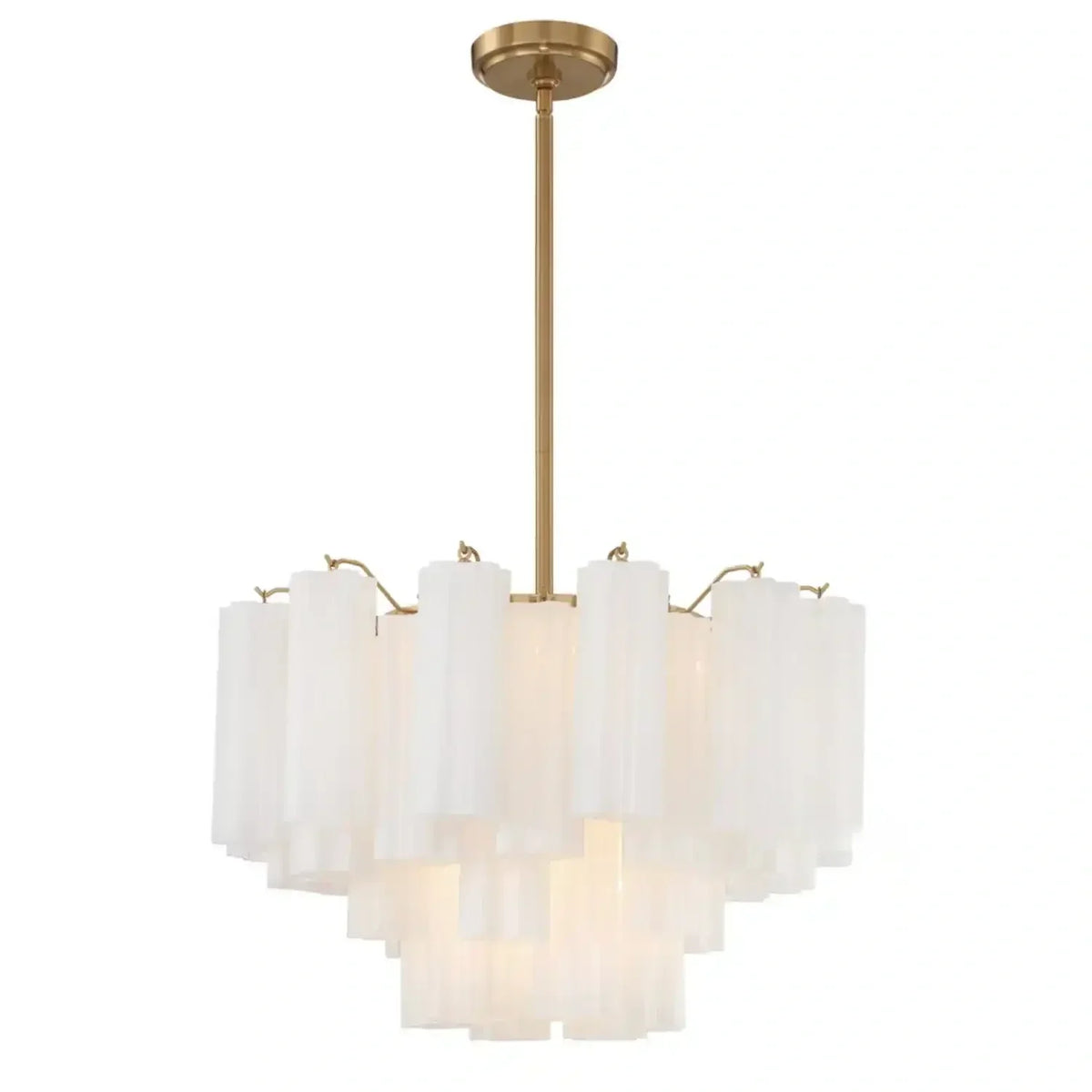Addis Chandelier 17.8" 19.8" 22" 26.8" 32''D-19.8"-Brass-White-Kavker