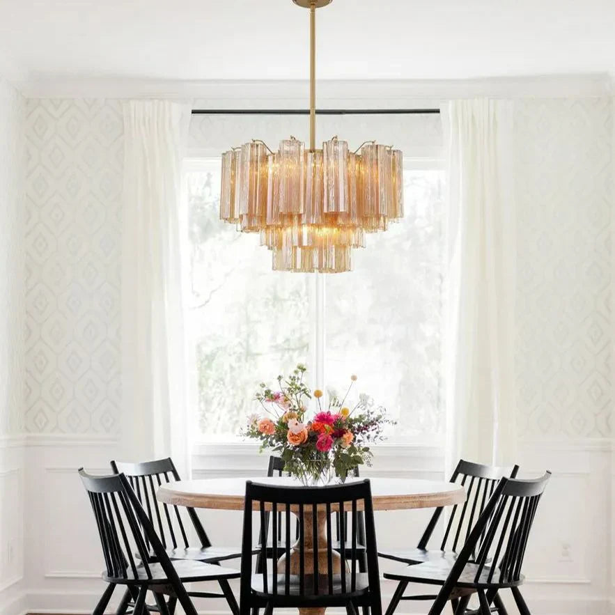 Addis Chandelier 17.8" 19.8" 22" 26.8" 32''D-19.8"-Brass-Amber-Kavker