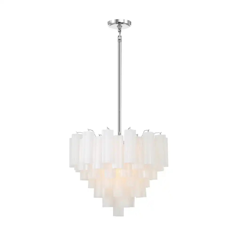 Addis Chandelier 17.8" 19.8" 22" 26.8" 32''D-19.8"-Chrome-White-Kavker