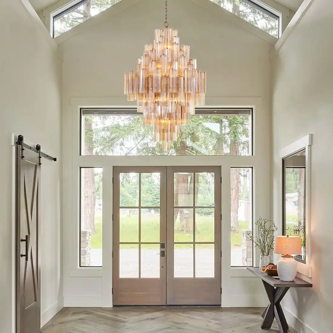 Addis Diamond Chandelier 49''H-Brass-Amber-Kavker