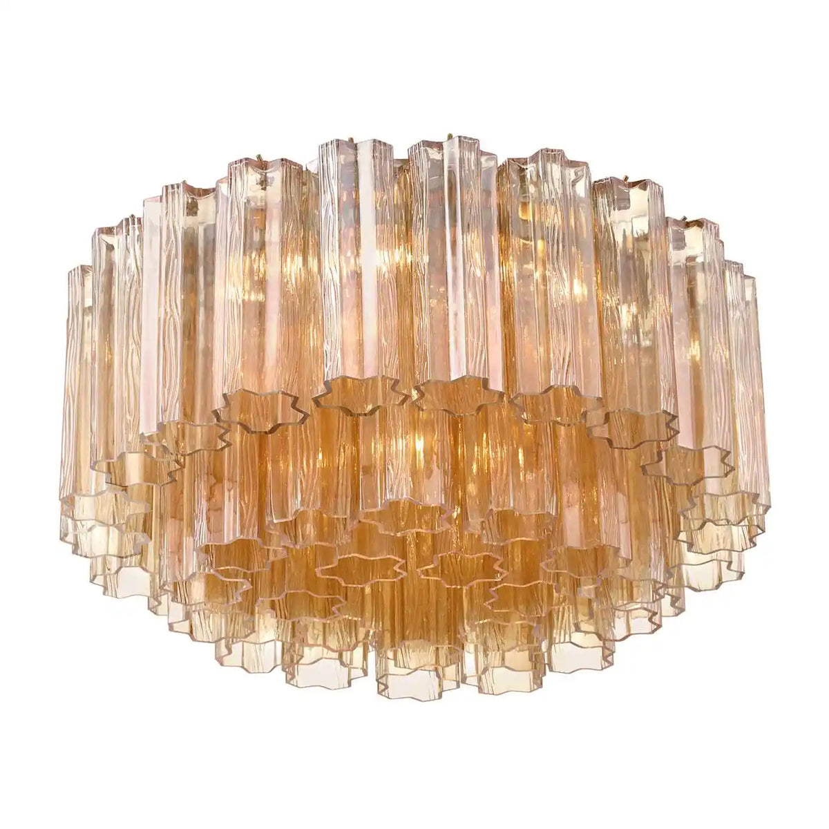 Addis Flushmount 22"/32"-22"-7 Lights-Polished Chrome-Amber-Kavker