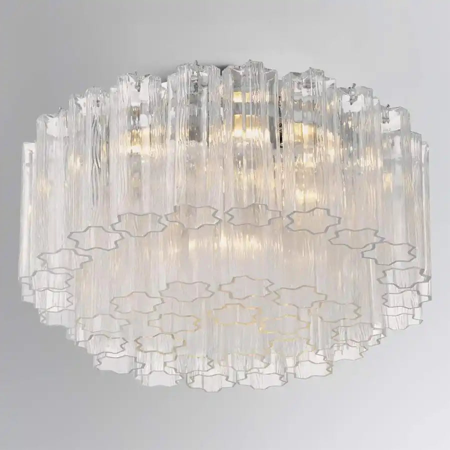 Addis Flushmount 22"/32"-22"-7 Lights-Polished Chrome-Clear-Kavker