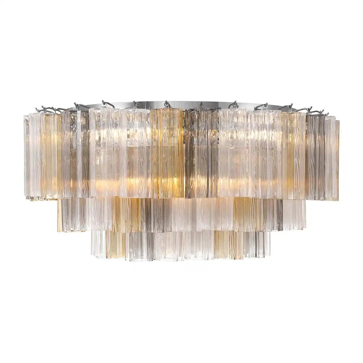 Addis Flushmount 22"/32"-32"-16 Lights-Polished Chrome-Amber-Kavker