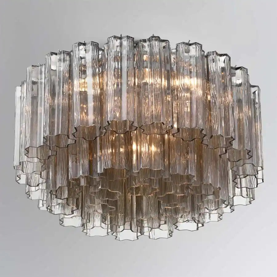 Addis Flushmount 22"/32"-22"-7 Lights-Polished Chrome-Smoke-Kavker