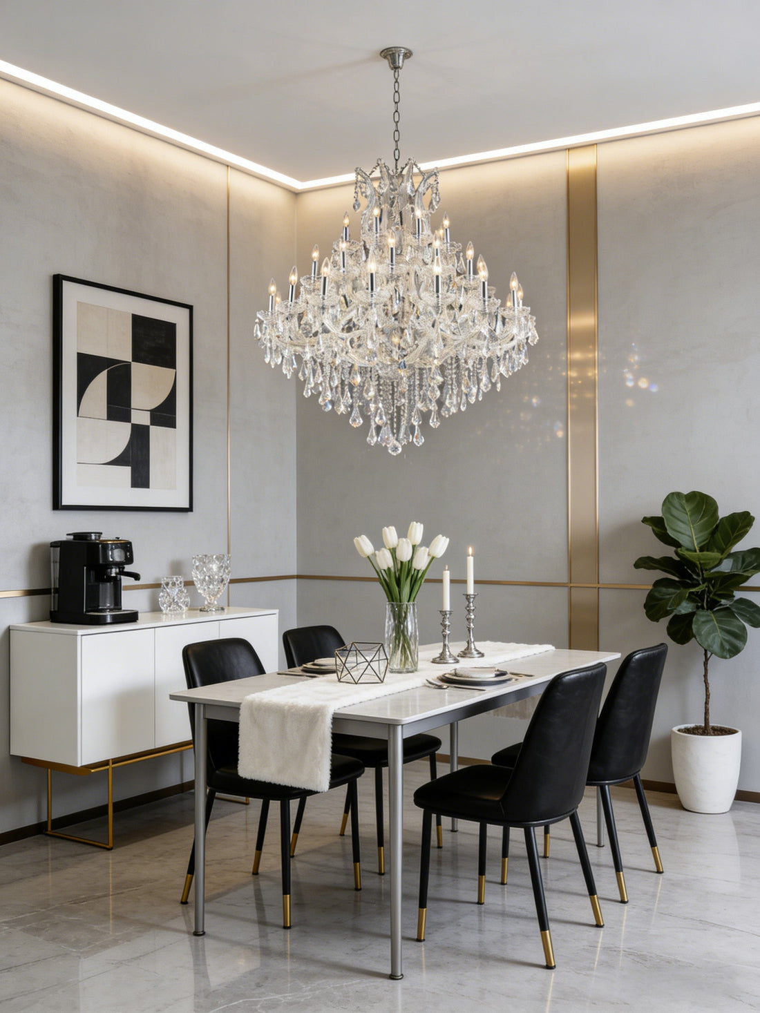 37 Lights Maria Theresa Chandelier 44 Inch Elegant Chrome Crystal Lighting