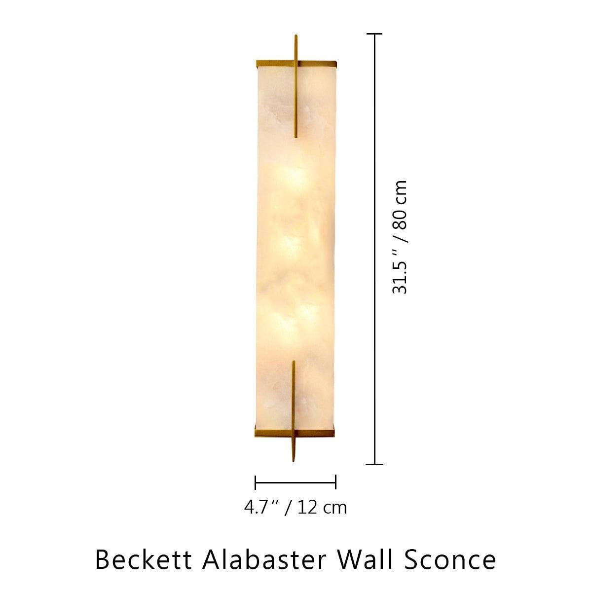 Beckett Alabaster Wall Sconce - ∅ 4.7″ x H 23.6″ / Dia 12cm x H 60cmBrassKavker