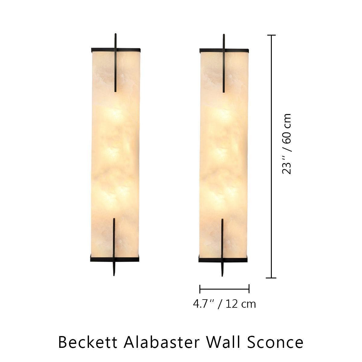 Beckett Alabaster Wall Sconce - ∅ 4.7″ x H 23.6″ / Dia 12cm x H 60cmBrassKavker