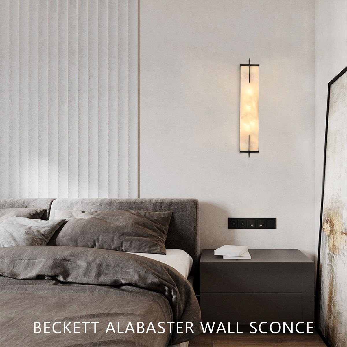 Beckett Alabaster Wall Sconce - ∅ 4.7″ x H 31.5″ / Dia 12cm x H 80cmBrassKavker