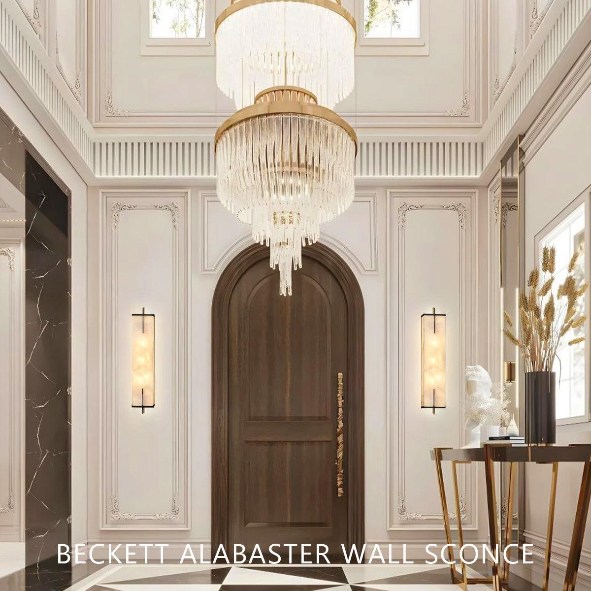 Beckett Alabaster Wall Sconce - ∅ 4.7″ x H 23.6″ Set of 2BronzeKavker