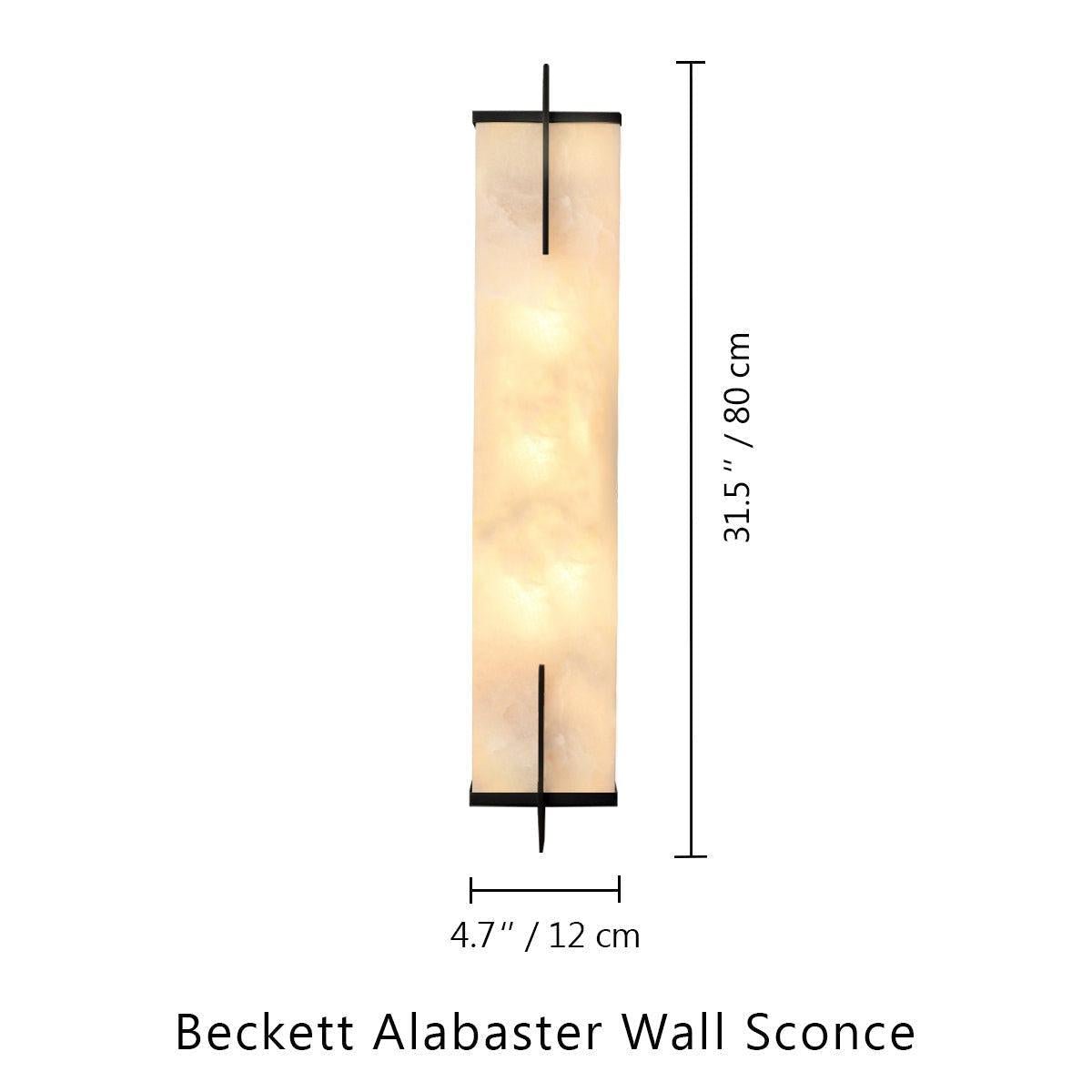 Beckett Alabaster Wall Sconce - ∅ 4.7″ x H 23.6″ / Dia 12cm x H 60cmBrassKavker