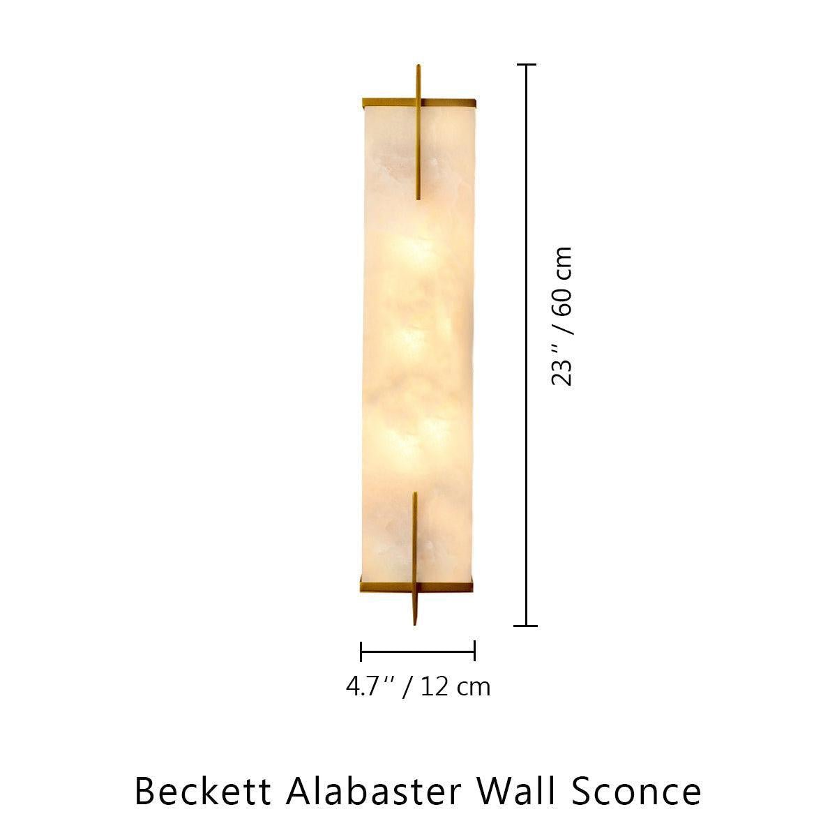 Beckett Alabaster Wall Sconce - ∅ 4.7″ x H 23.6″ / Dia 12cm x H 60cmBrassKavker