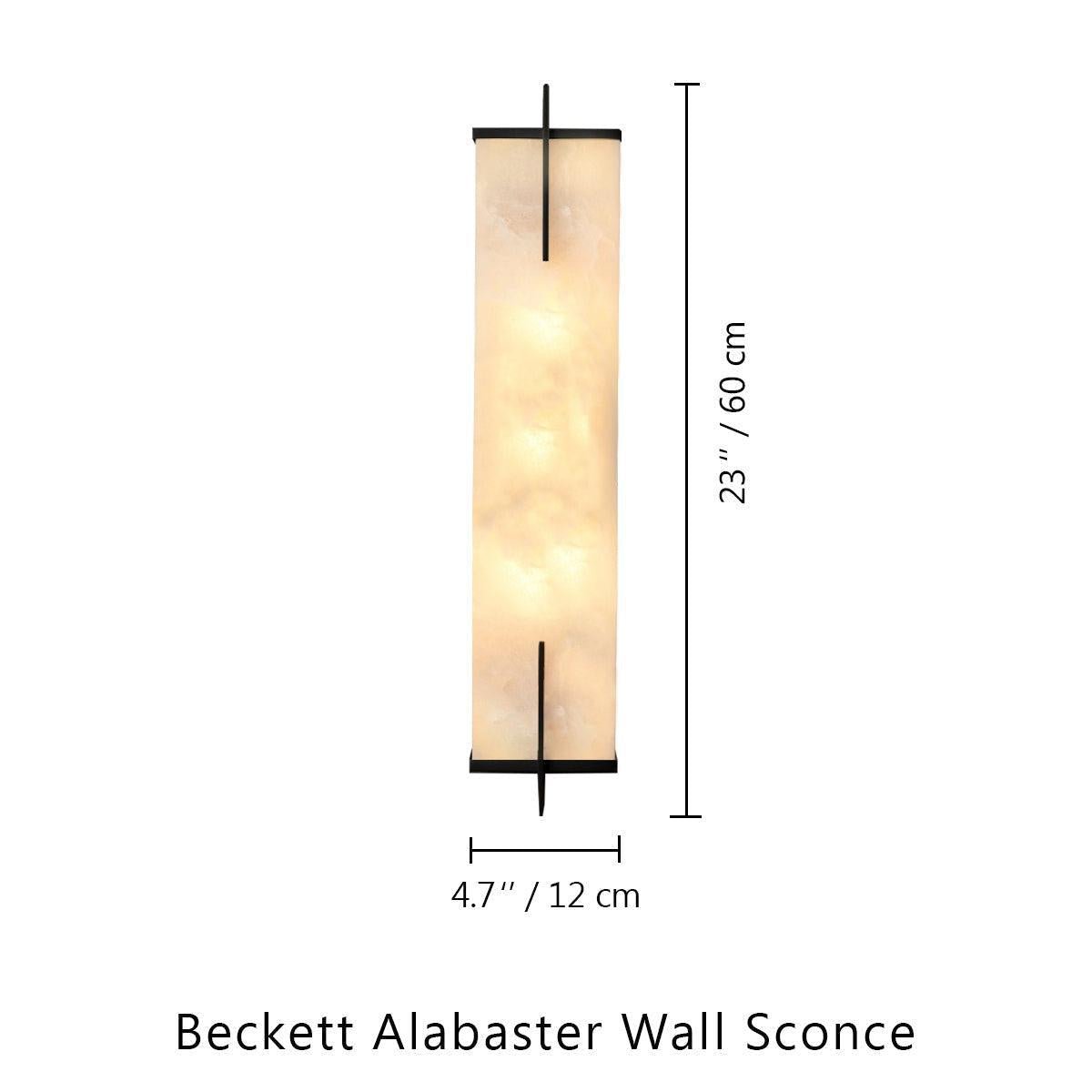 Beckett Alabaster Wall Sconce - ∅ 4.7″ x H 23.6″ / Dia 12cm x H 60cmBrassKavker