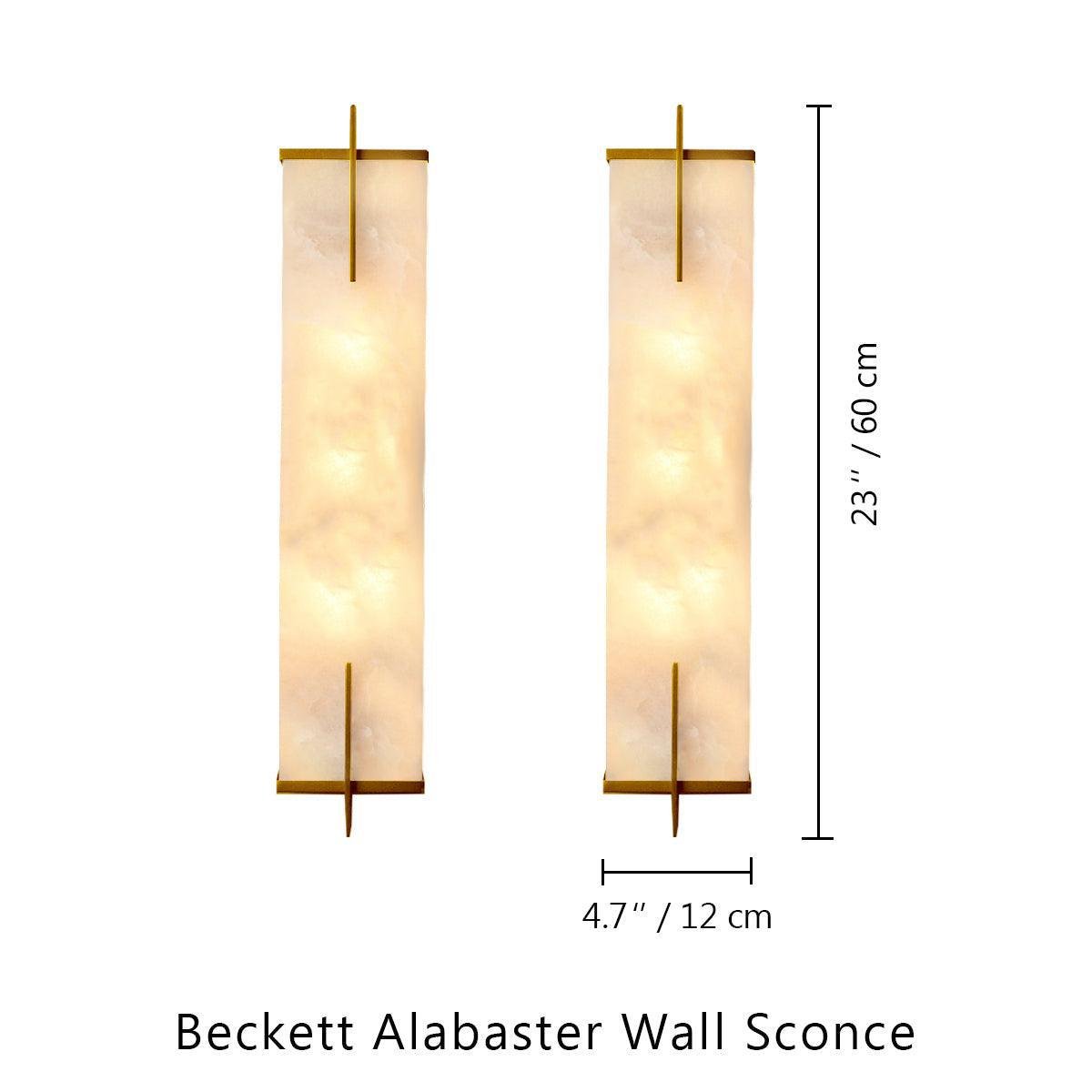 Beckett Alabaster Wall Sconce - ∅ 4.7″ x H 23.6″ Set of 2BrassKavker
