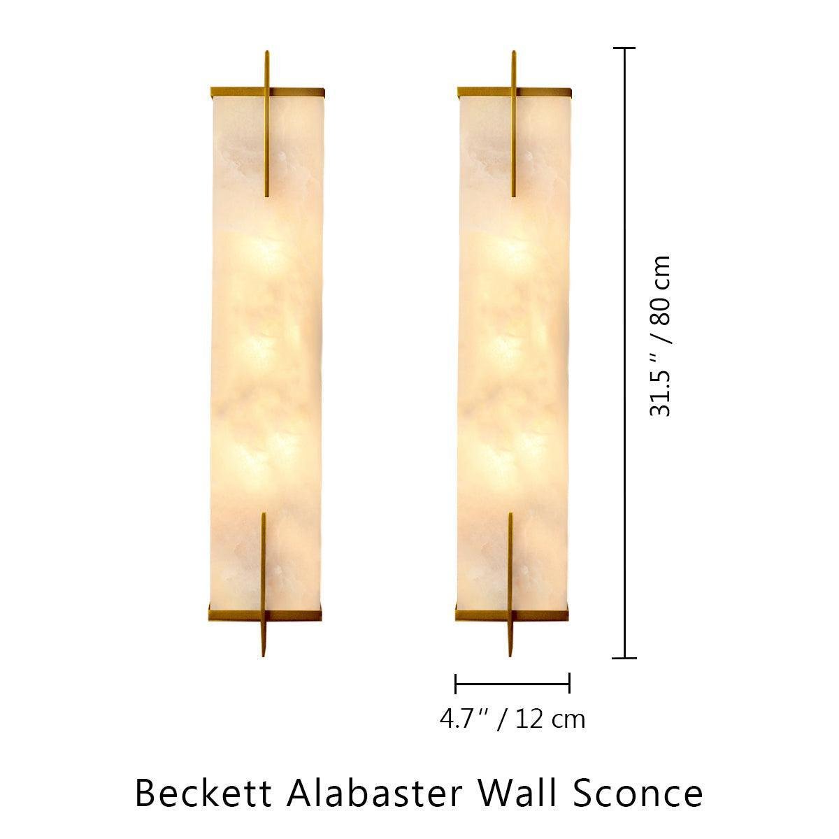 Beckett Alabaster Wall Sconce - ∅ 4.7″ x H 31.5″ Set of 2BrassKavker