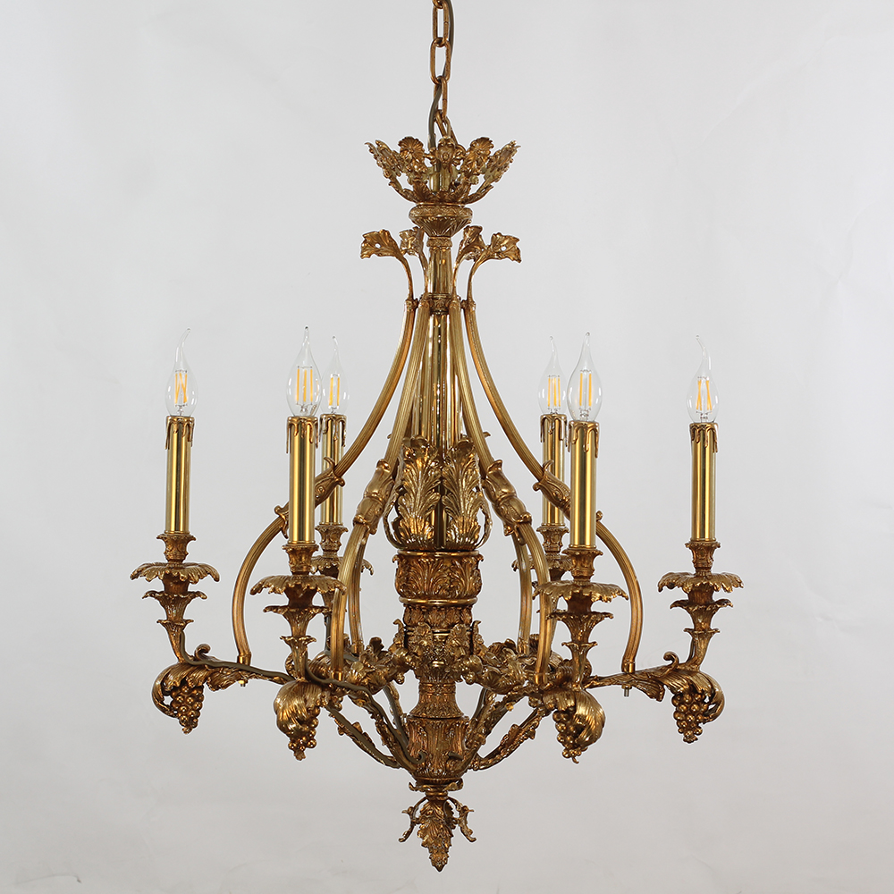26X30 Inch 6 Lights Small Baroque Style Antique Copper Chandelier
