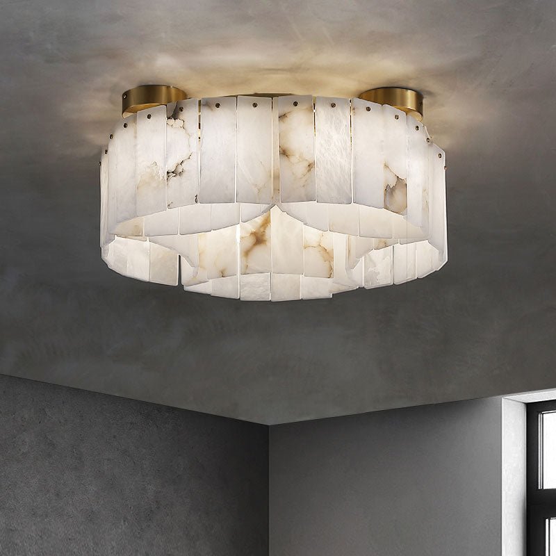 Contemporary Alabaster Flush Mount Ceiling Lamp - 21.65" D x 8.86" HKavker