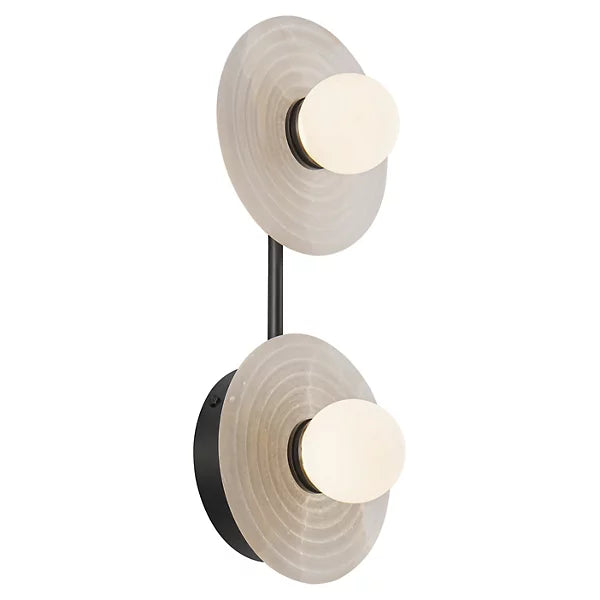 Dahlia Alabaster LED Vanity Light-Kavker-Vintage Brass-2 Light-Kavker