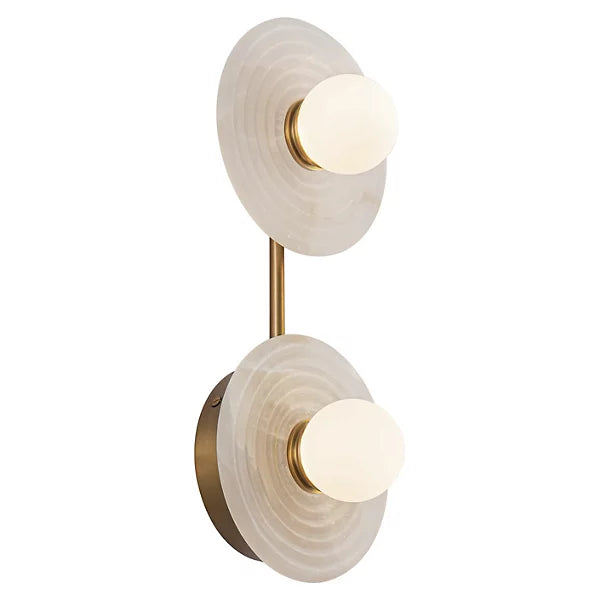 Dahlia Alabaster LED Vanity Light-Kavker-Vintage Brass-2 Light-Kavker