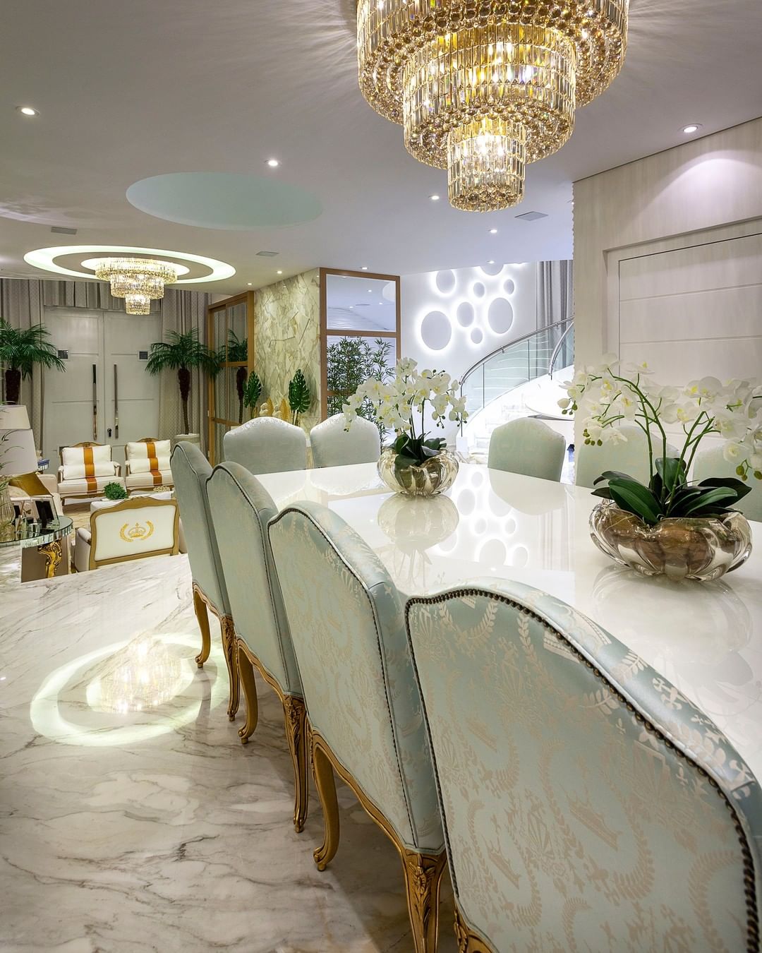 Extra Large Gold Flush Mount Crystal Light Round 3-layers Decorative Living Room/Dining Room Light Fixture-Chandeliers-Kavker-Kavker