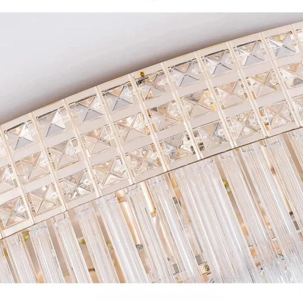 Extra Large Three Layers Round Luxury Flush Mounted Crystal Chandelier for Living Room - D31.5"*H14.2"Warm LightKavker