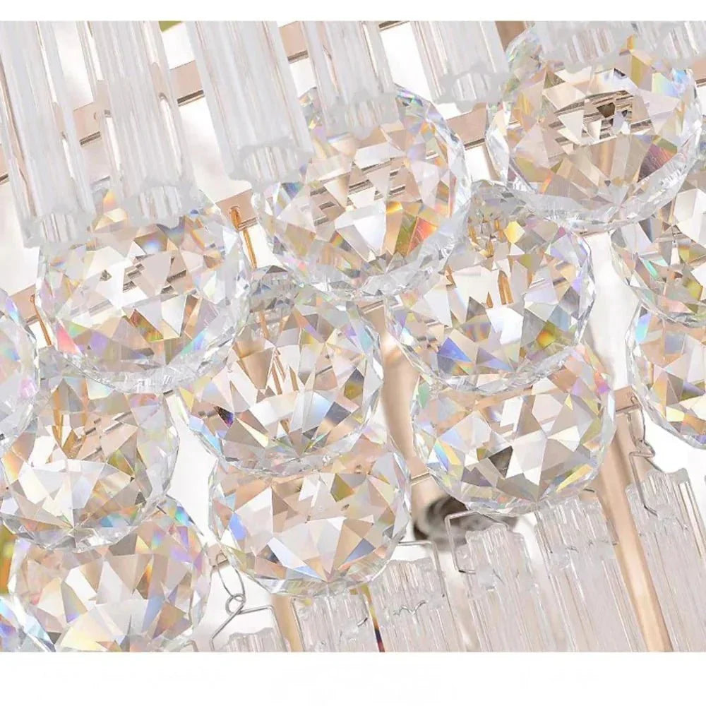 Extra Large Three Layers Round Luxury Flush Mounted Crystal Chandelier for Living Room - D31.5"*H14.2"Warm LightKavker