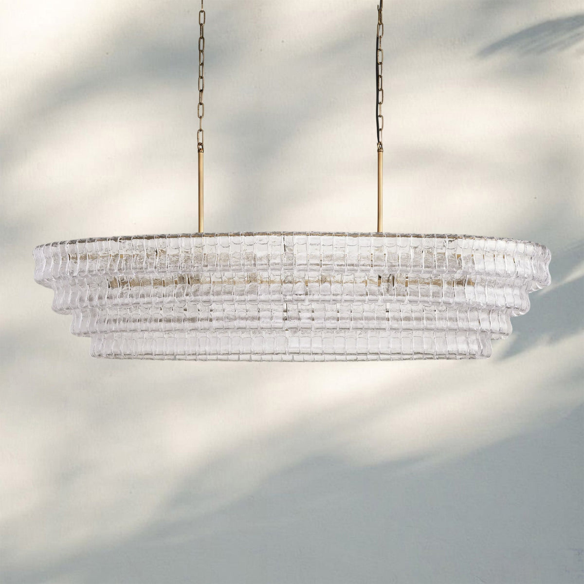 Ghiaccio Glass Oval Chandelier 54''65'' - Matte BlackClear65"-Kavker