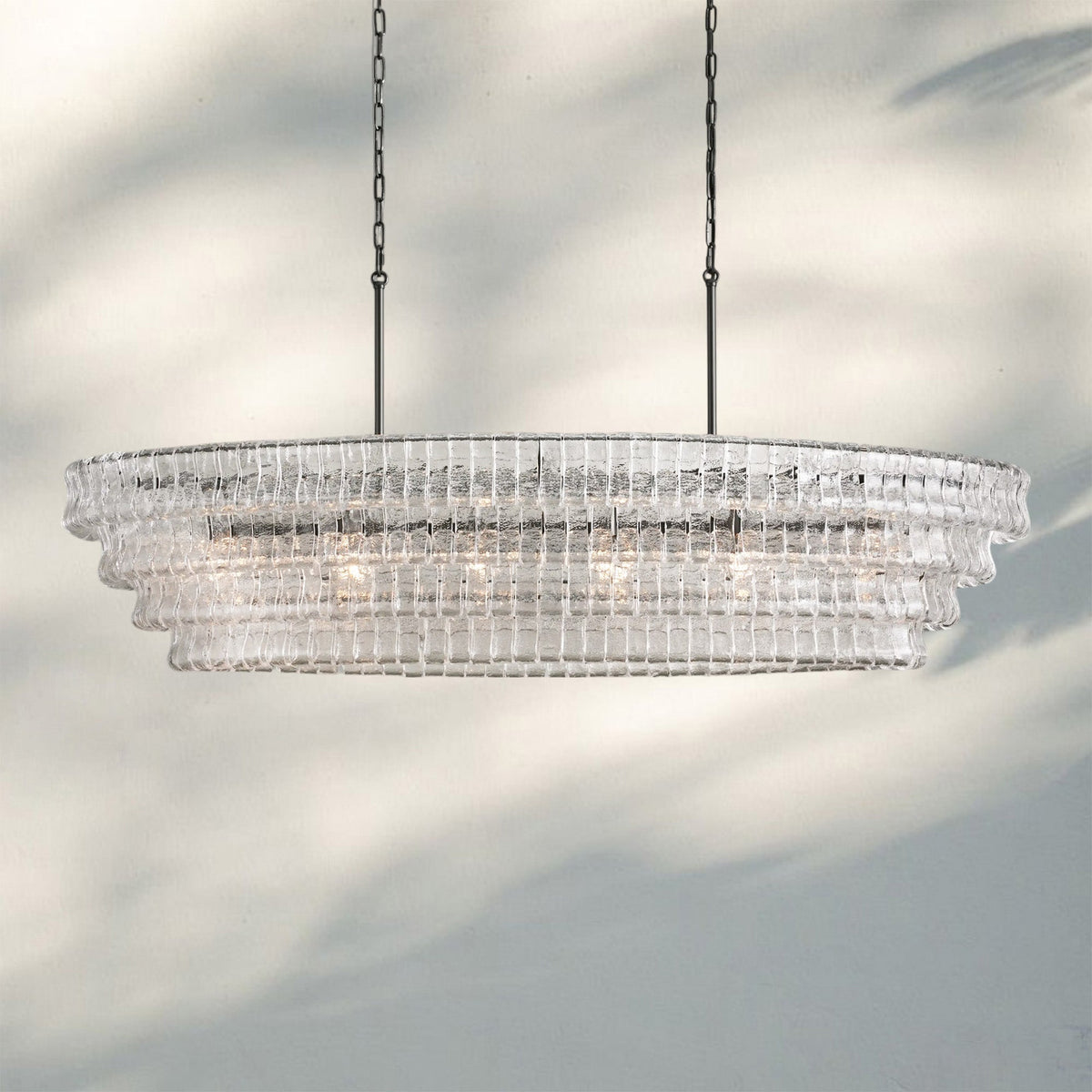 Ghiaccio Glass Oval Chandelier 54''65'' - Matte BlackClear65"-Kavker