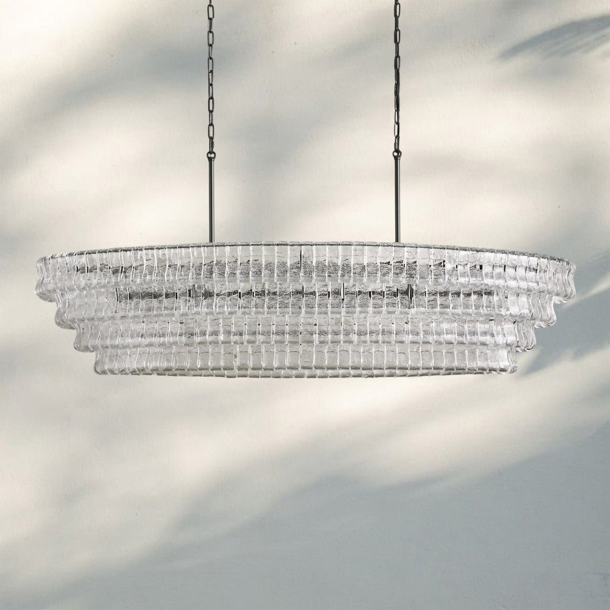 Ghiaccio Glass Oval Chandelier 54''65'' - Matte BlackClear65"-Kavker