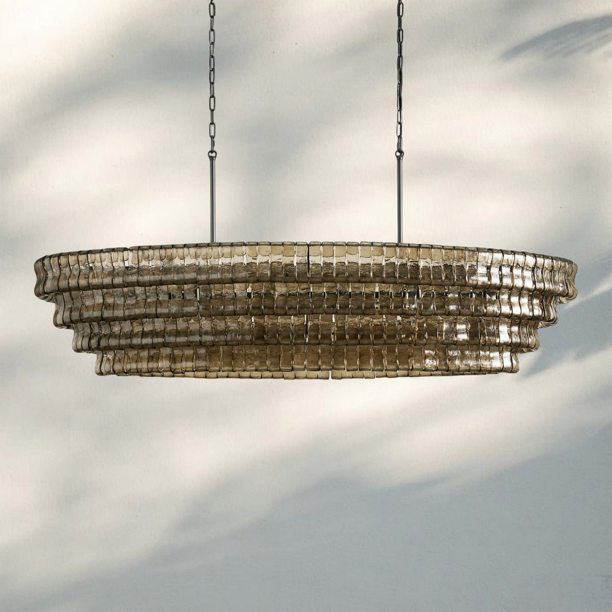 Ghiaccio Glass Oval Chandelier 54''65'' - Matte BlackSmoke65"-Kavker