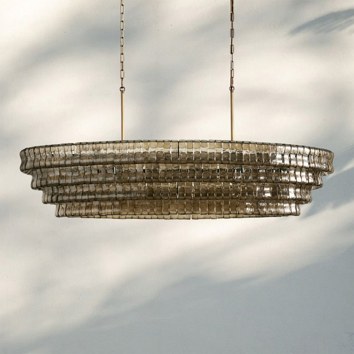 Ghiaccio Glass Oval Chandelier 54''65'' - Matte BlackSmoke65"-Kavker