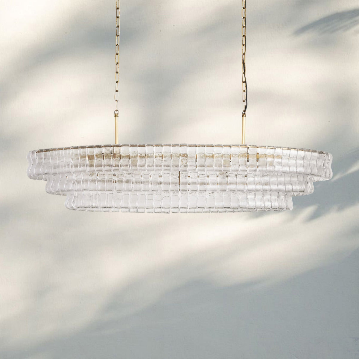 Ghiaccio Glass Oval Chandelier 54''65'' - Matte BlackClear54"-Kavker