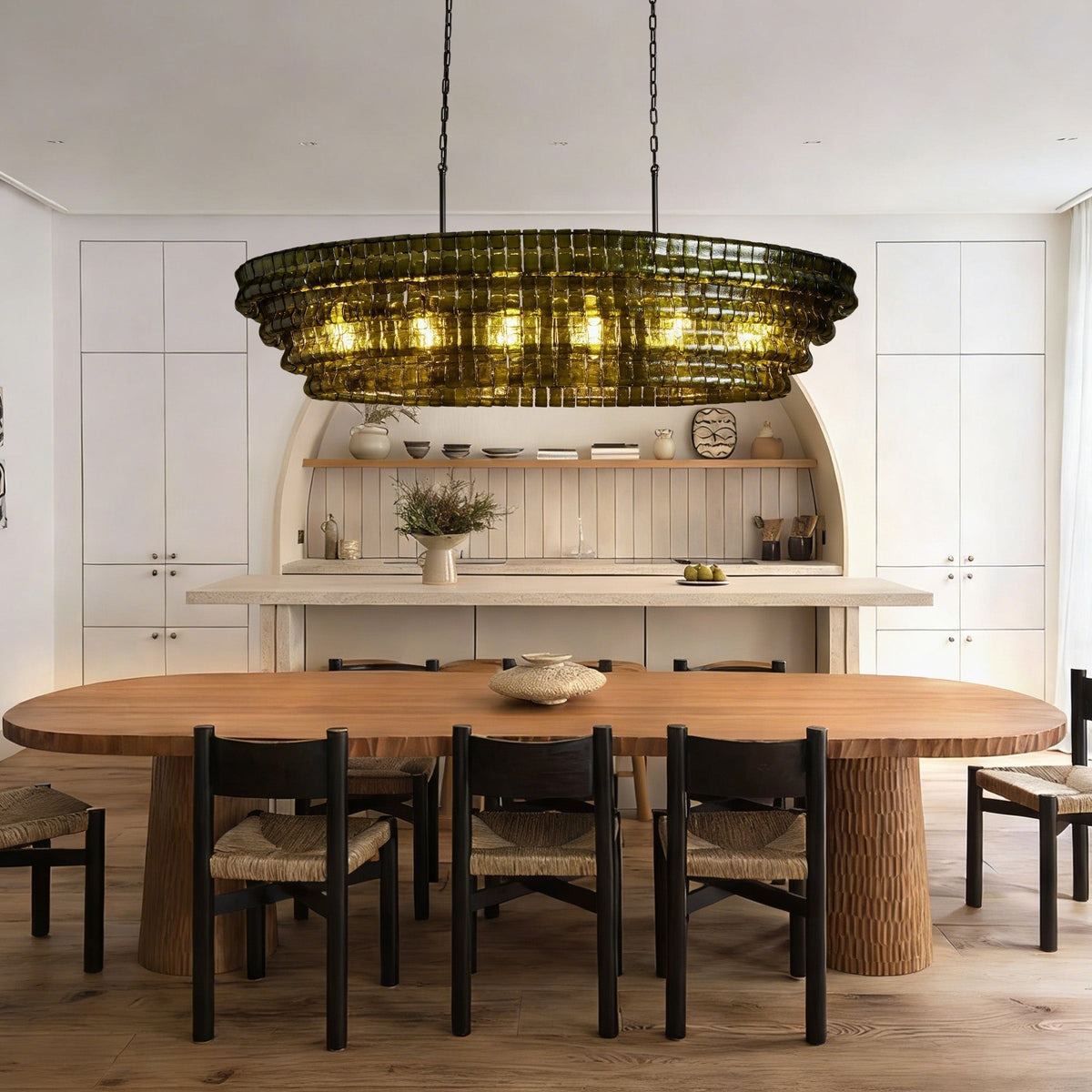 Ghiaccio Glass Oval Chandelier 54''65'' - Matte BlackClear65"-Kavker