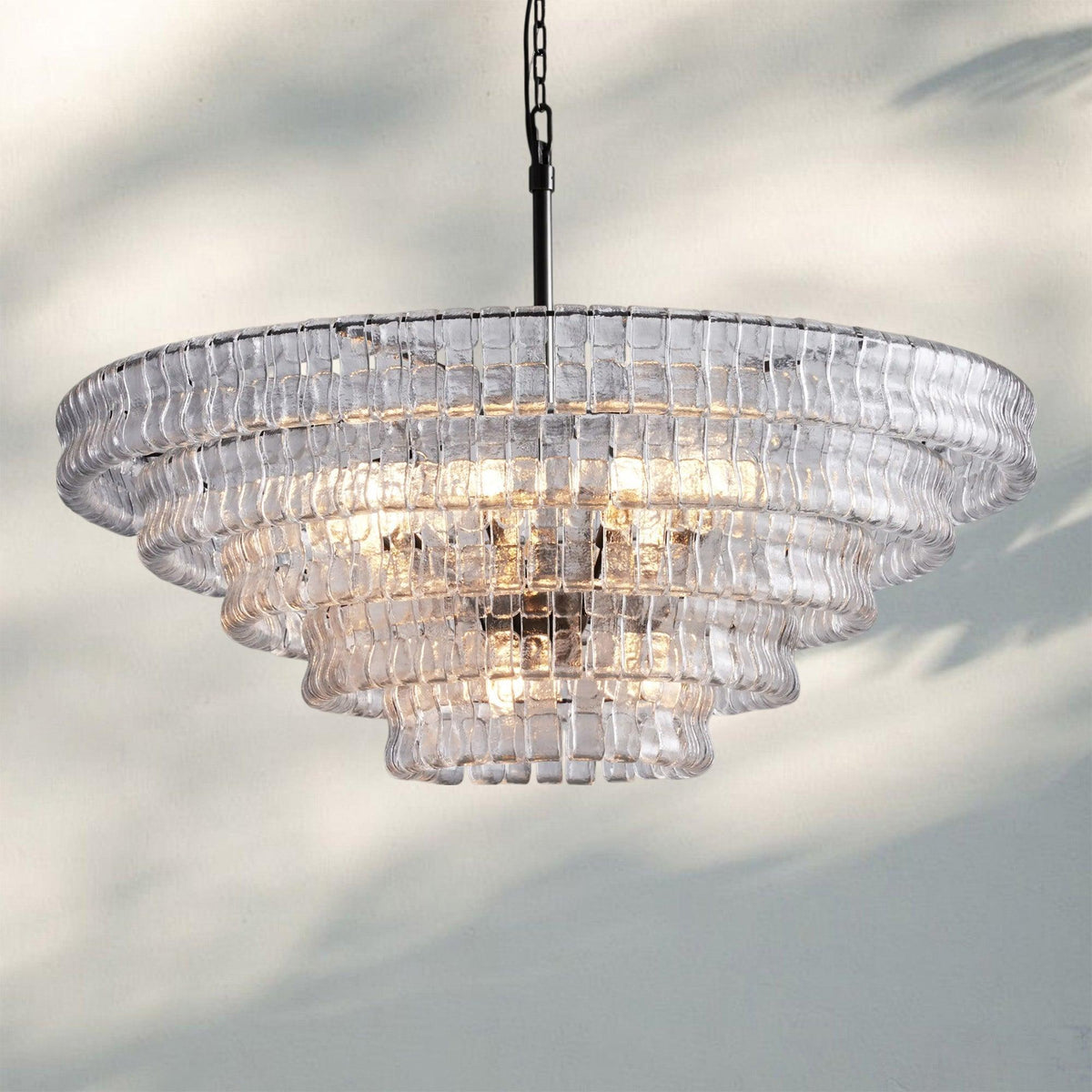 Ghiaccio Glass Round Chandelier 24" 36" 48" 60" - 5 - Tier 48"BronzeClear-Kavker