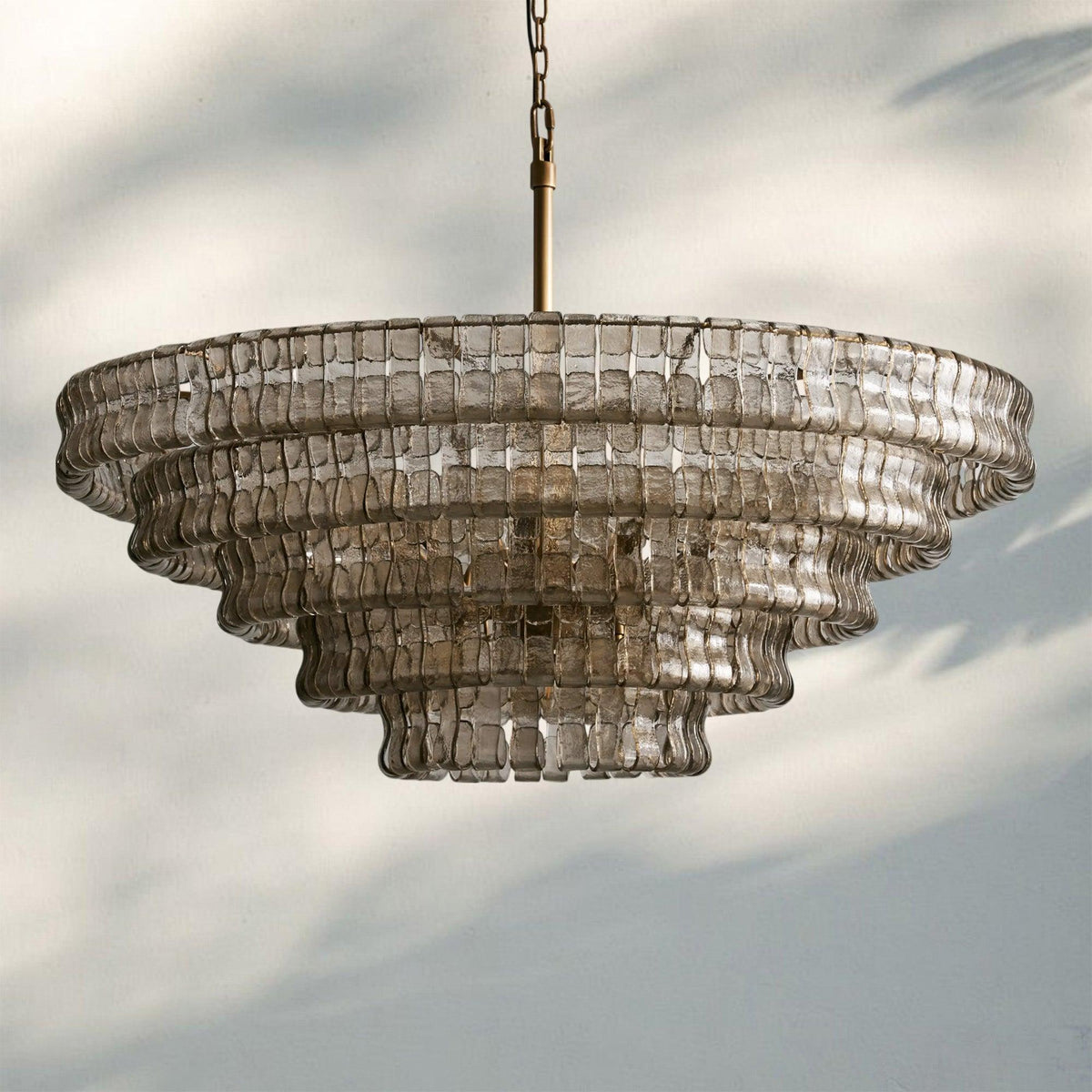 Ghiaccio Glass Round Chandelier 24" 36" 48" 60" - 3 - Tier 24"BrassSmoke-Kavker
