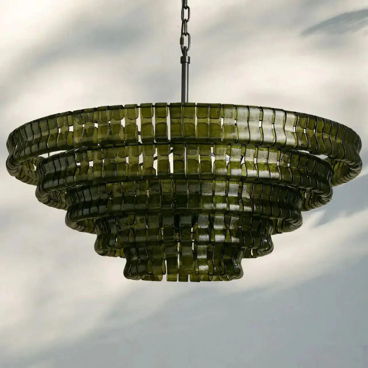 Ghiaccio Glass Round Chandelier 24" 36" 48" 60" - 4 - Tier 36"BrassGreen-Kavker