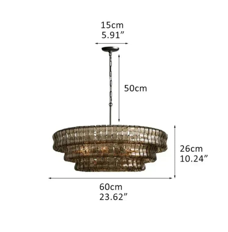 Ghiaccio Glass Round Chandelier 24" 36" 48" 60" - 6 - Tier 60"BrassClear-Kavker