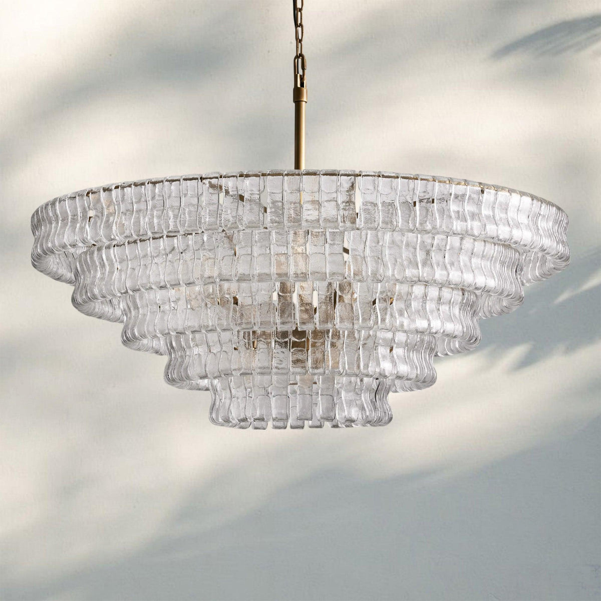 Ghiaccio Glass Round Chandelier 24" 36" 48" 60" - 5 - Tier 48"BrassClear-Kavker