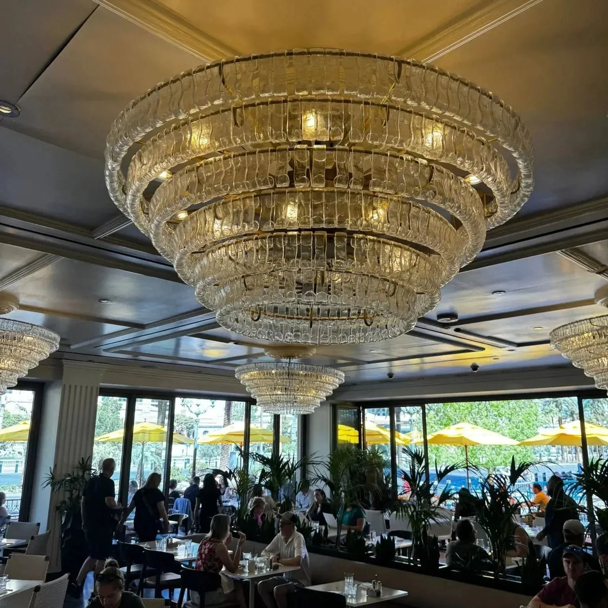 Ghiaccio Glass Round Chandelier 24" 36" 48" 60" - 6 - Tier 60"BrassClear-Kavker