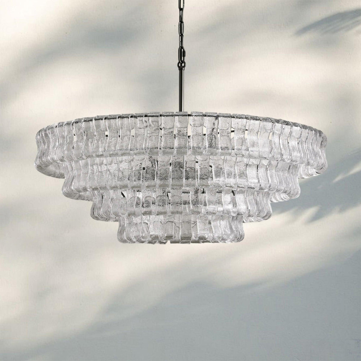Ghiaccio Glass Round Chandelier 24" 36" 48" 60" - 3 - Tier 24"BrassSmoke-Kavker