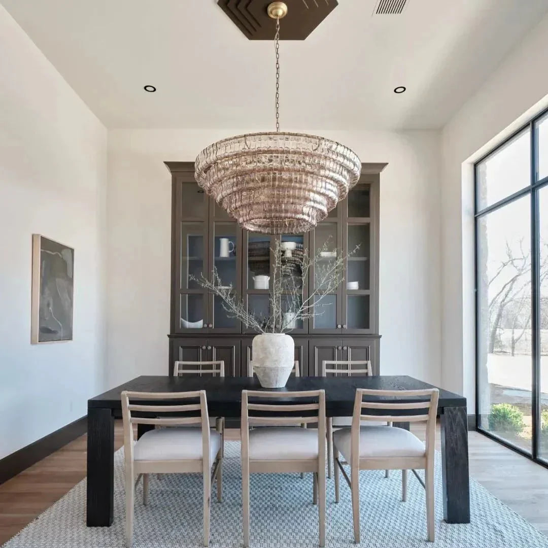 Ghiaccio Glass Round Chandelier 24" 36" 48" 60" - 3 - Tier 24"BronzeSmoke-Kavker