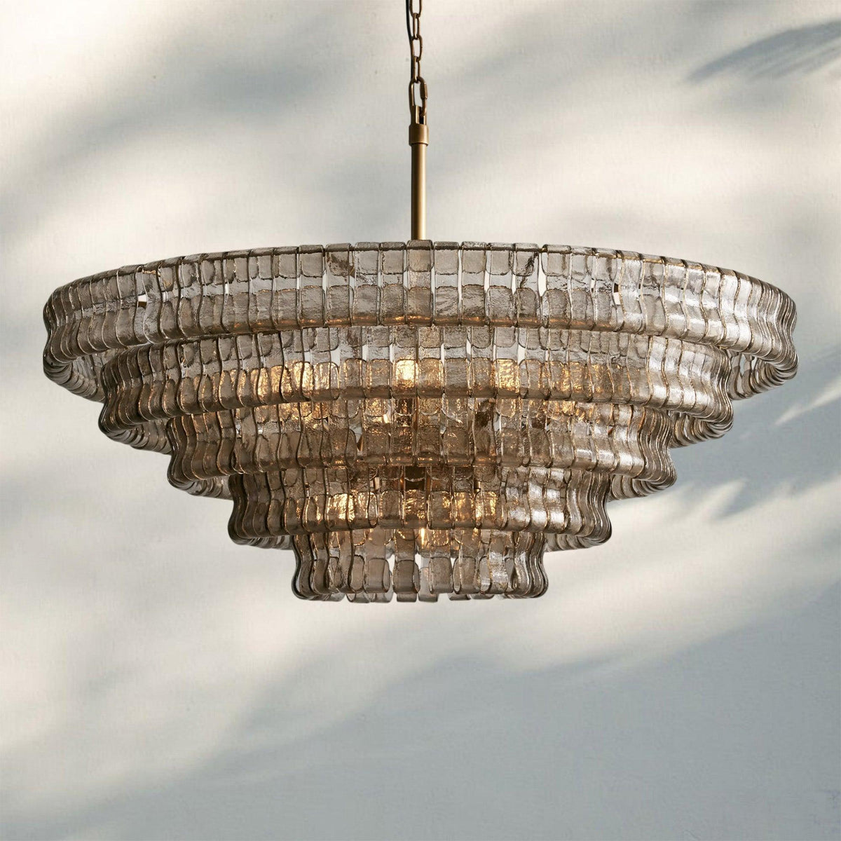 Ghiaccio Glass Round Chandelier 24" 36" 48" 60" - 5 - Tier 48"BrassSmoke-Kavker