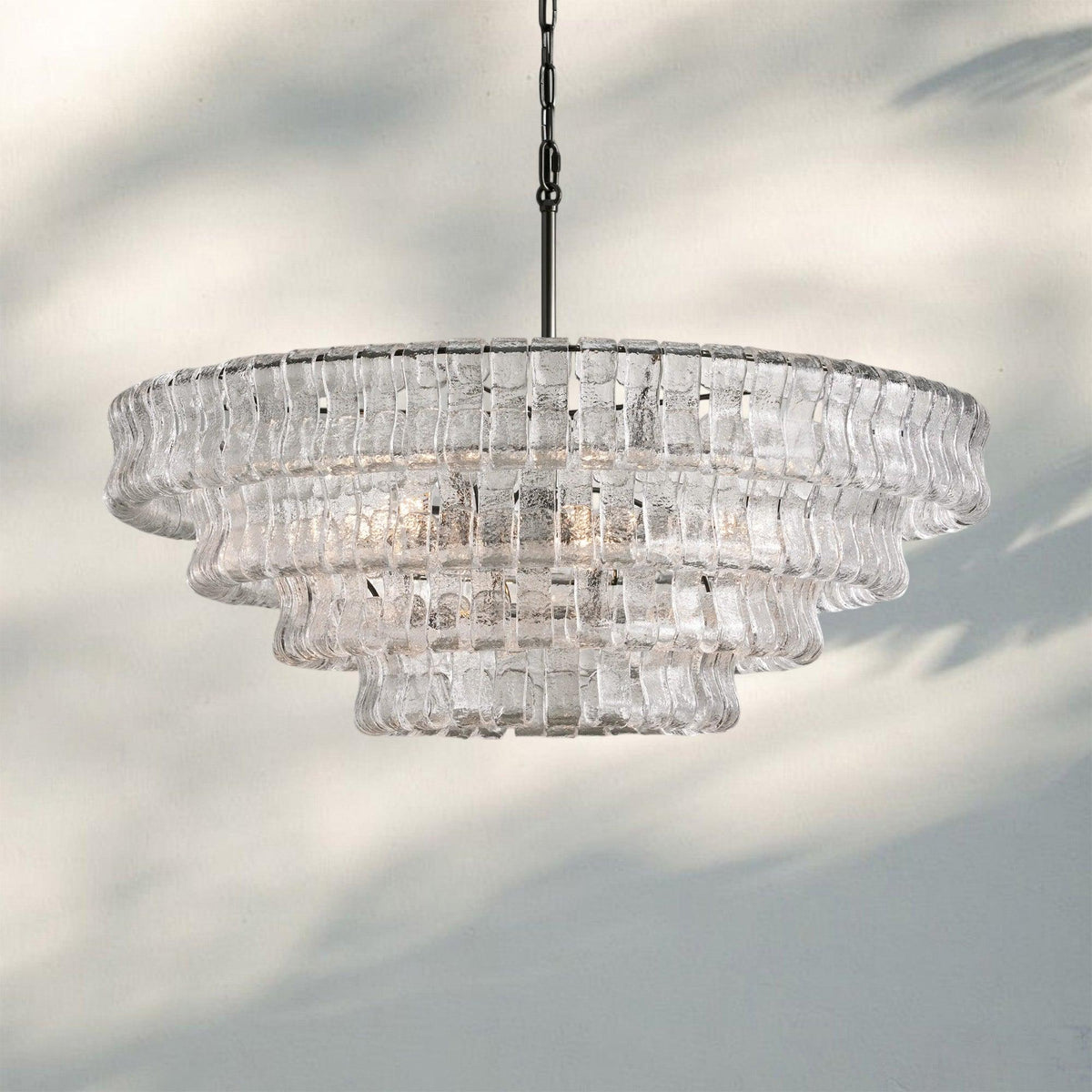 Ghiaccio Glass Round Chandelier 24" 36" 48" 60" - 4 - Tier 36"BronzeClear-Kavker