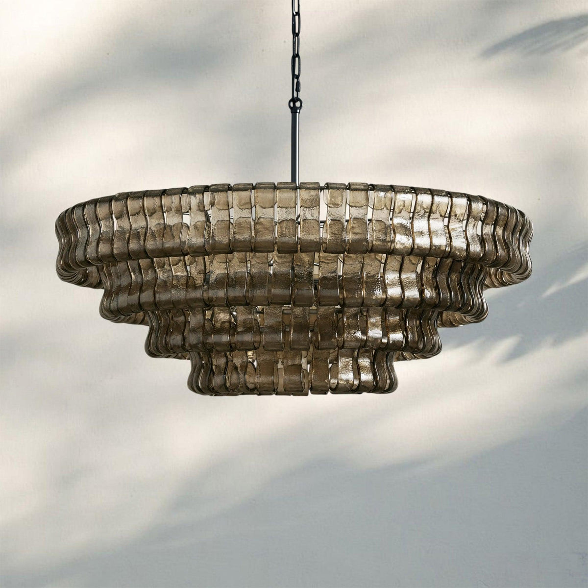 Ghiaccio Glass Round Chandelier 24" 36" 48" 60" - 4 - Tier 36"BronzeSmoke-Kavker