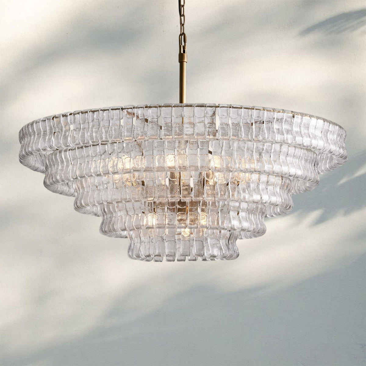 Ghiaccio Glass Round Chandelier 24" 36" 48" 60" - 3 - Tier 24"BrassSmoke-Kavker